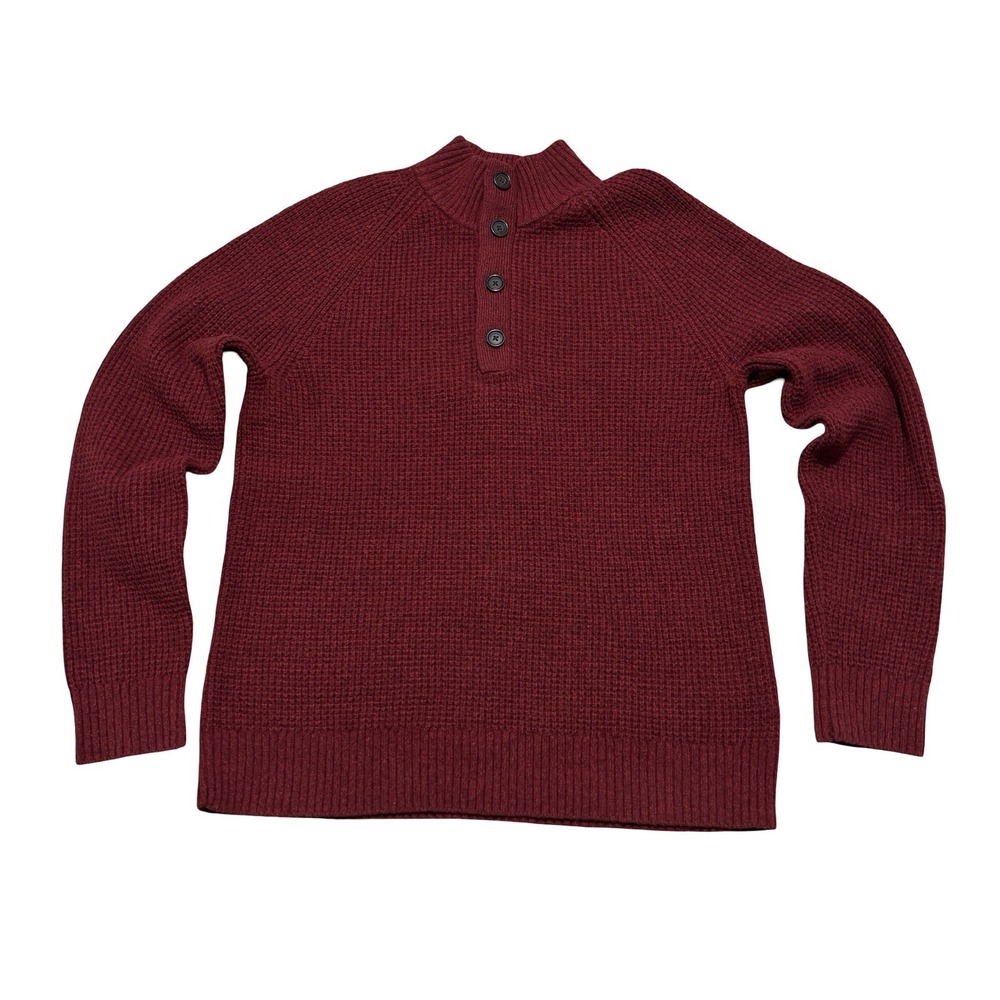 Banana Republic Men's Henley Sweater Red Italian Yarn Size Medium 20 x 27